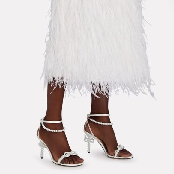 Mach & Mach White Pearl Embellished Satin Heel | Bridal | Worn Once!! - Picture 1 of 8